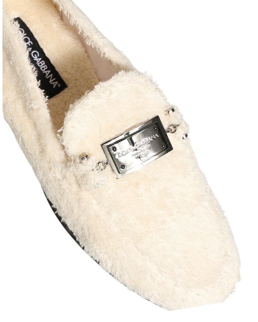 Dolce & Gabbana Natural White Fur Shearling Men Dress Loafers Shoes for men