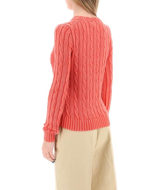 Polo Ralph Lauren Pink Cotton Cable Knit Pullover Sweater