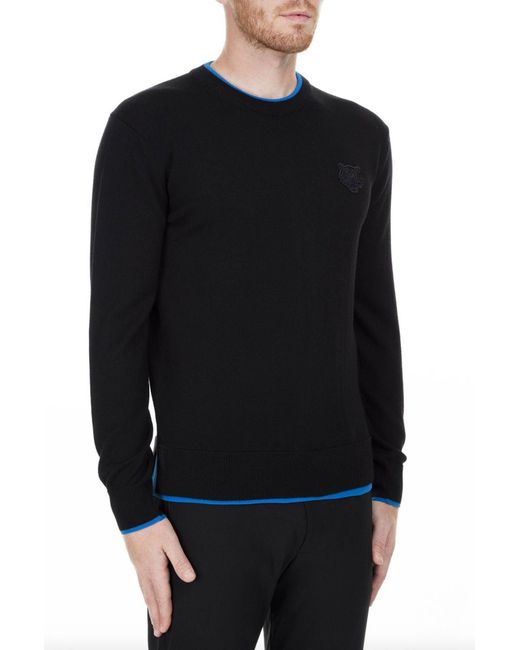 KENZO Black Logo Sweater With Blue Edges for men