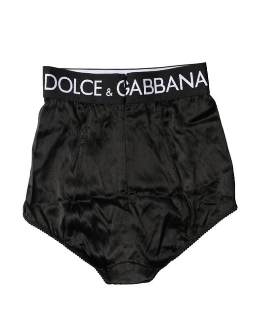 Dolce & Gabbana Black Logo Girdle High Waist Panty Underwear
