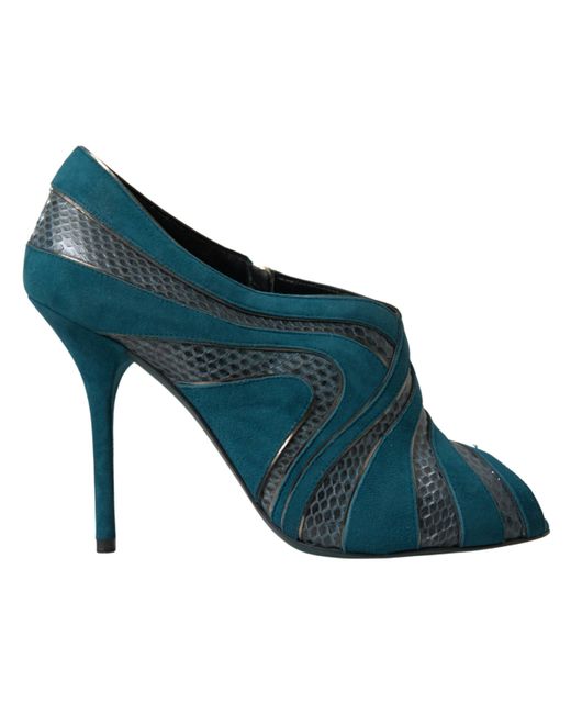 Dolce & Gabbana Blue Chic Peep Toe Stiletto Ankle Booties