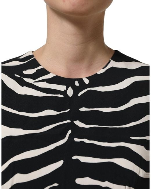 Dolce & Gabbana Black White Zebra Sleeveless Cropped Tank Top