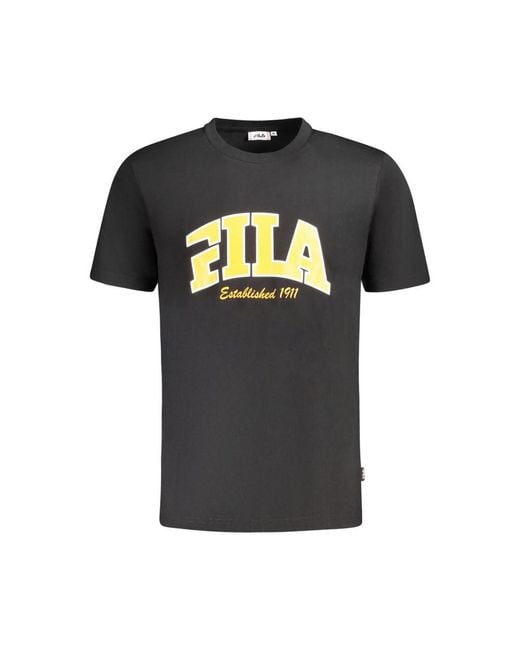 Fila Black Arch Logo Tee Short Sleeve Crew Neck for men