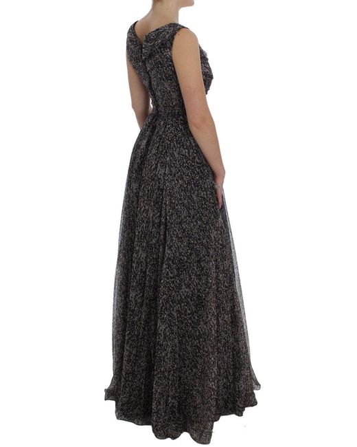 Dolce & Gabbana Black Dark Silk Shift Gown Full Length Dress