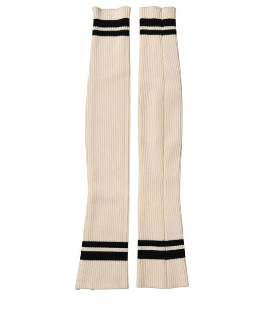 Dolce & Gabbana Black Cream Wool Thigh High Leg Warmer Accessory Socks