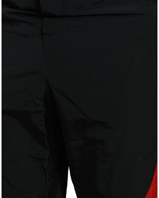 Dolce & Gabbana Black Leopard Print Nylon Jogger Pants for men