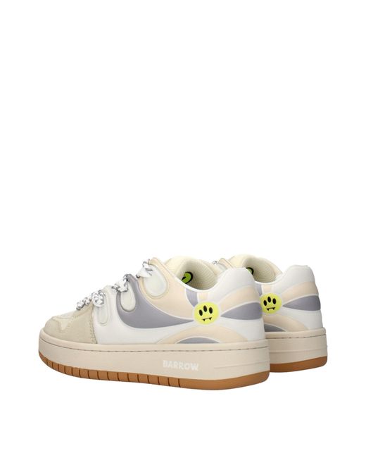 Barrow White Beige Leather Low Top Sneakers