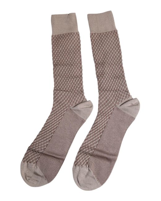 Dolce & Gabbana Brown Geometric Pattern Crew Socks for men