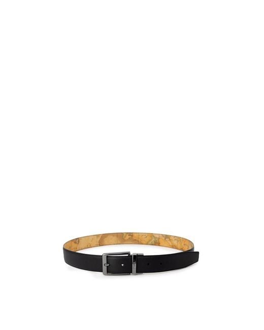 Alviero Martini 1A Classe Yellow Black Leather Regular Belt for men