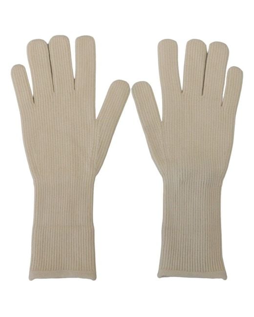 Dolce & Gabbana White Cashmere Knitted Hands Mitten Mens Gloves for men