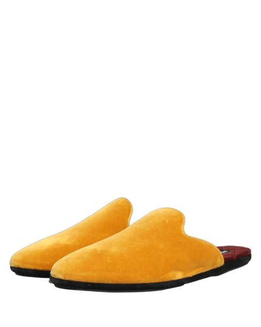 Dolce & Gabbana Orange Yellow Suede Slides Flat Slipper Men Shoes for men