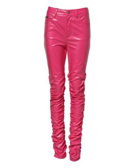 Dolce & Gabbana Pink Cotton High Waisted Skinny Denim Jeans for men