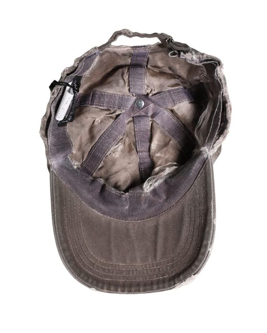 Dolce & Gabbana Gray Men Brown Cotton Distressed Baseball Capello Hat for men