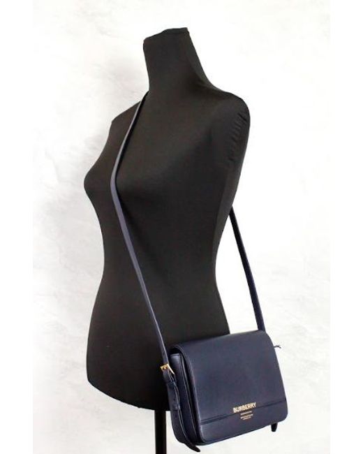 Burberry Blue Grace Small Regency Smooth Leather Flap Crossbody Handbag Purse