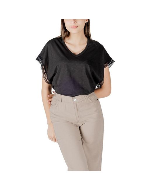 Ichi Black Cotton T-Shirt