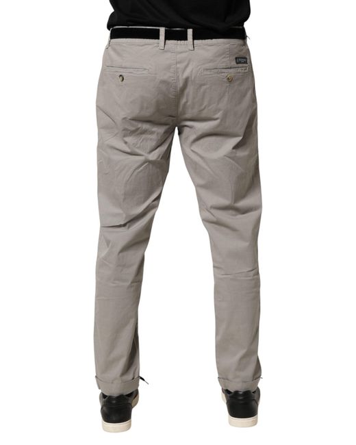 Jeckerson Gray Cotton Stretch Tapered Fit Men Chino Trouser Pants for men