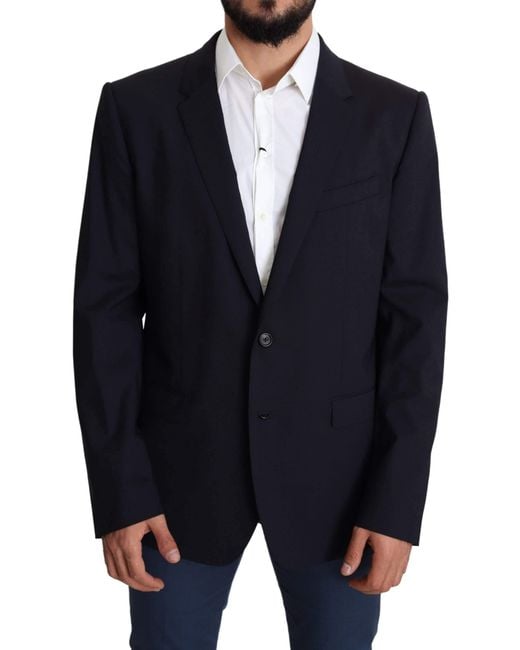 Dolce & Gabbana Blue Wool Stretch Coat Martini Blazer for men