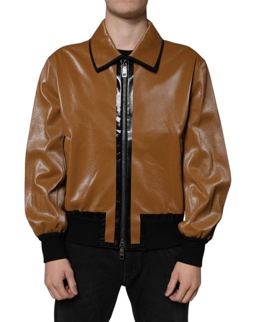 Dolce & Gabbana Brown Leather Jackets for men