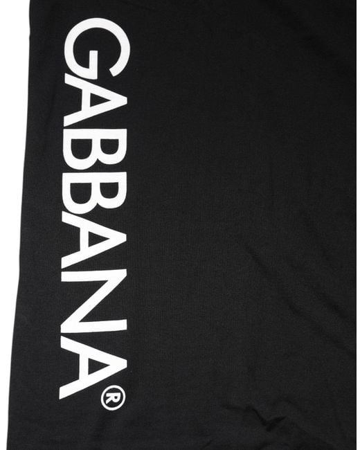 Dolce & Gabbana Black Logo Print Cotton Men Crew Neck T for men