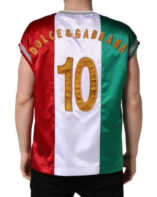 Dolce & Gabbana Green Multicolor Italia Dg Logo Satin Tank T for men