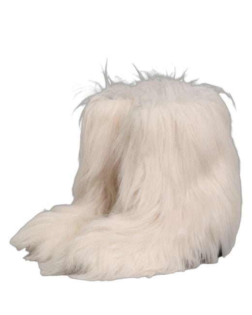Dolce & Gabbana Natural White Faux Fur Mid Calf Men Boots Shoes for men