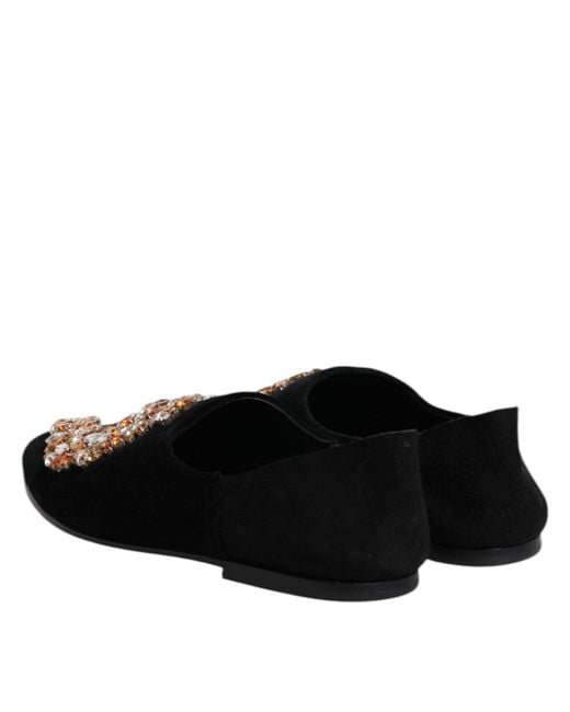 Dolce & Gabbana Black Embellished Velvet Loafers for men