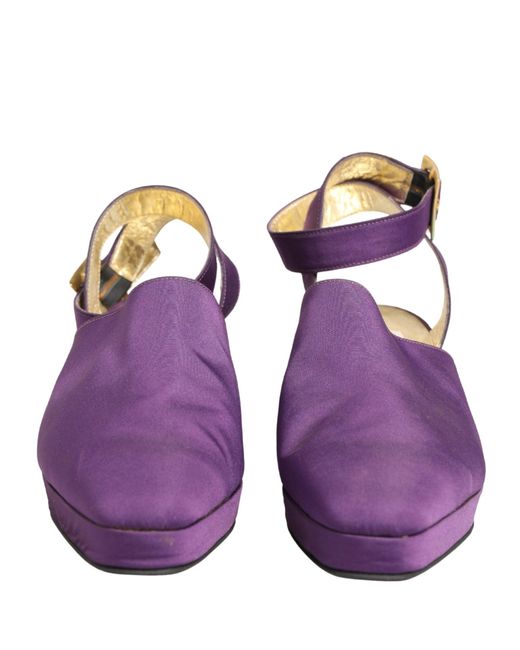 Dolce & Gabbana Purple Suede Sandals Shoes