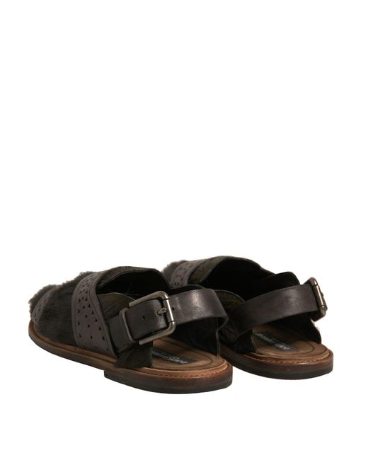 Dolce & Gabbana Black Gazelle Hair Leather Flats Sandals Shoes for men