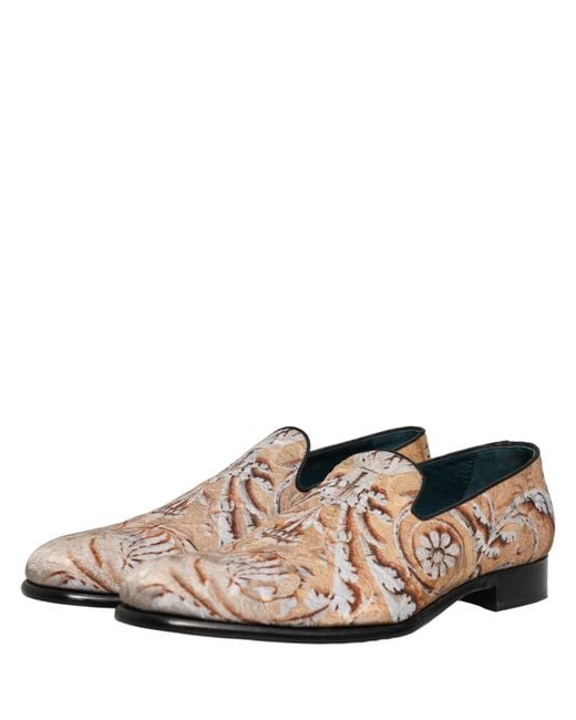 Dolce & Gabbana Multicolor Gold Brocade Baroque Men Loafers Shoes for men