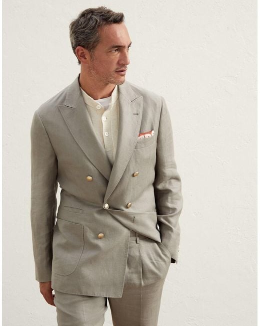 Brunello Cucinelli Natural Green Linen Blazer for men