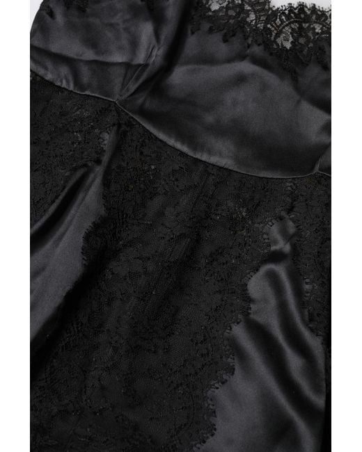 Dolce & Gabbana Black Silk Lace Trim Lingerie Top Underwear