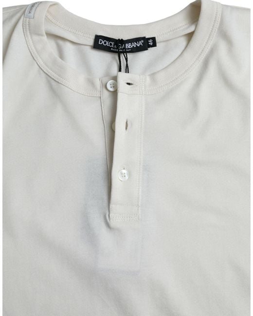 Dolce & Gabbana Gray Off Cotton Round Neck Pullover Sweater for men