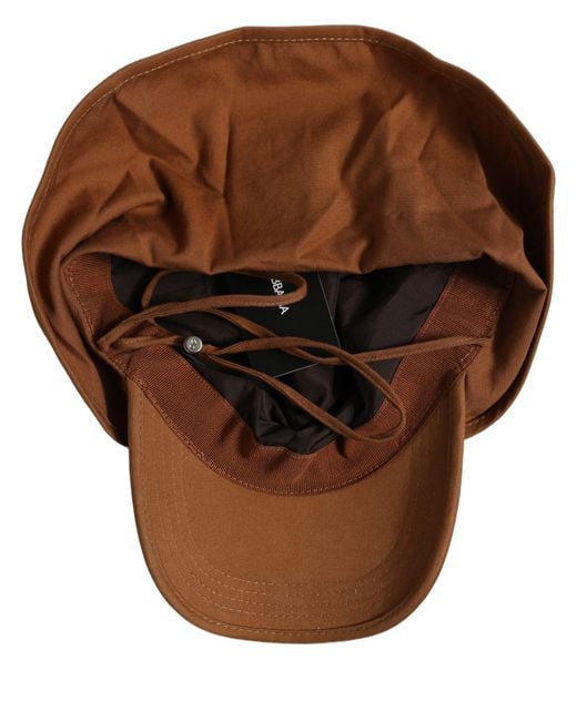Dolce & Gabbana Black Men Brown Cotton Double Brim Baseball Cap Hat for men