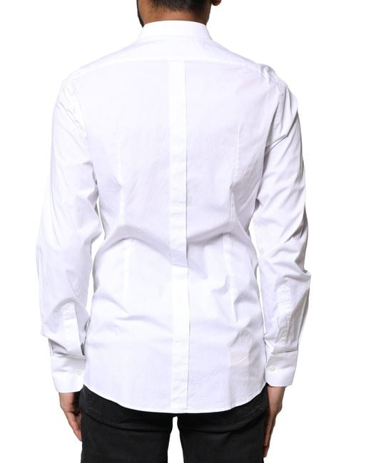 Dolce & Gabbana White Cotton Long Sleeves Dress Shirt for men