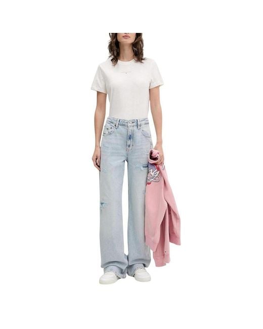 Tommy Hilfiger Light Blue Recycled Cotton Mom Jeans