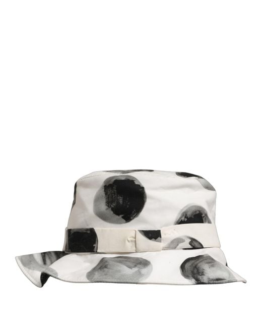 Dolce & Gabbana Gray White Cotton Big Polka Dot Pattern Bucket Hat