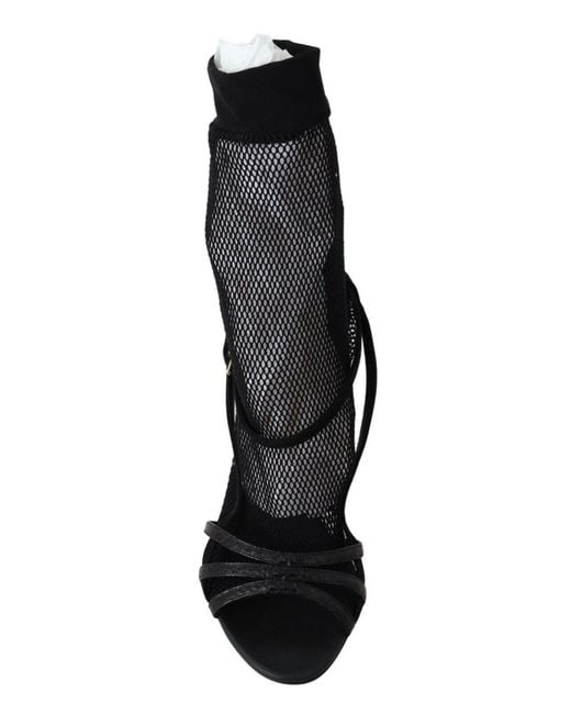 Dolce & Gabbana Black Suede Short Boots Sandals Shoes