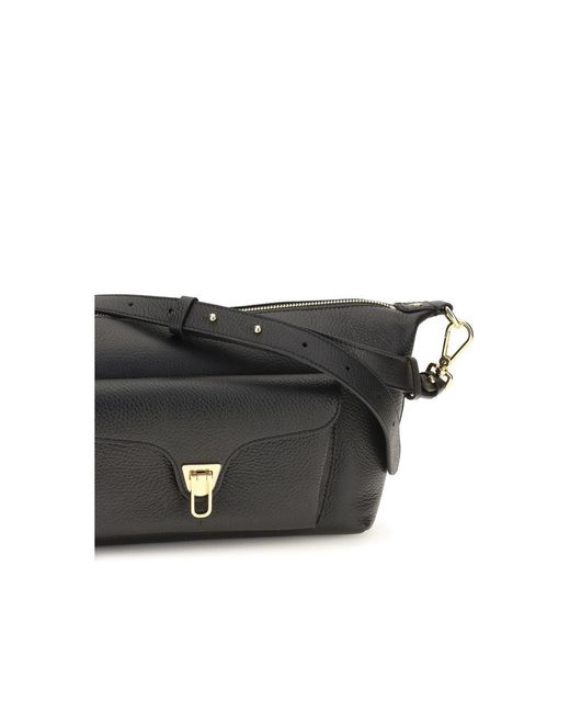 Coccinelle Gray Black Calf Leather Bos Taurus Shoulder Bag