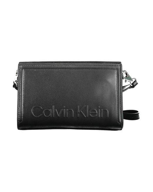 Calvin Klein Black Elegant Shoulder Bag With Sleek Logo Detail