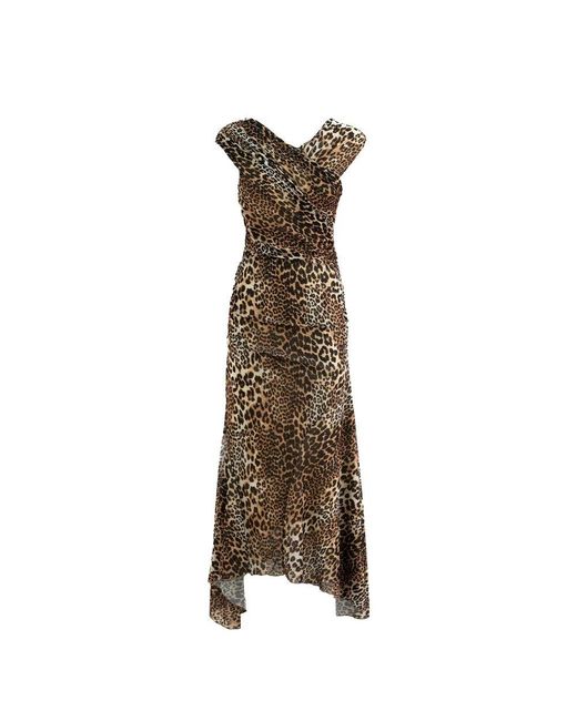 Ganni Women's Brown Elastane Casual Dress