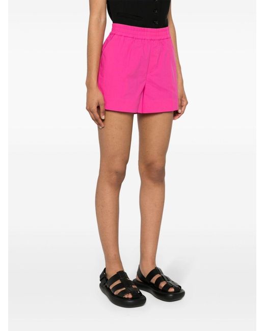 P.A.R.O.S.H. Pink Elasticated-Waist Cotton Shorts