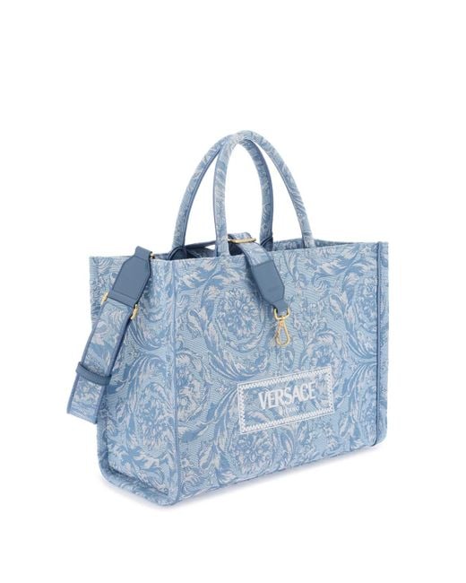 Versace Blue Athena Barocco Tote Bag