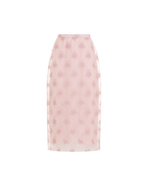 Erdem Pink Midi Slip Pencil Skirt