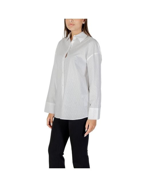 ARMANI EXCHANGE Gray White Cotton Blouse