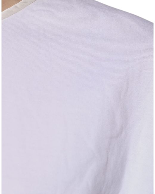 Dolce & Gabbana White Cotton Silk Round Neck Wrap Blouse Top