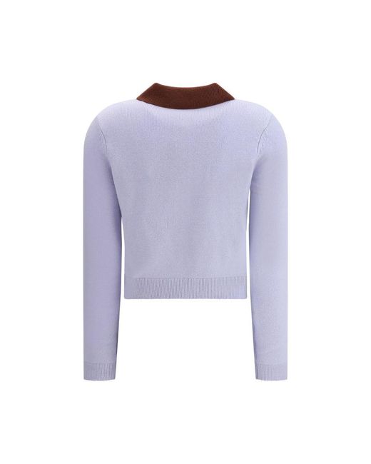 Self-Portrait Purple Contrast Collar Sweater