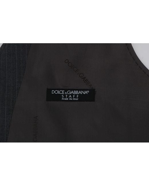 Dolce & Gabbana Black Staff Cotton Striped Vest for men