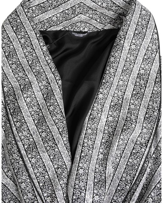 Dolce & Gabbana Gray Multicolor Floral Robe Coat Wrap Jacket for men