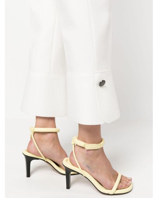 MSGM White Cropped-Leg Flared Trousers