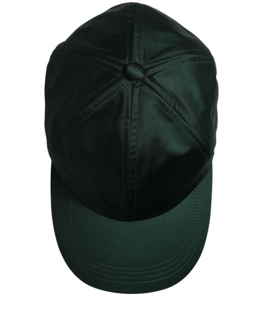 Dolce & Gabbana Black Men Deep Green Cotton Baseball Cap 6 Panels Hat for men